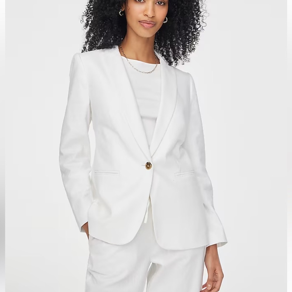 New J.Crew Factory Linen-Blend One-Button Blazer Size 4 White